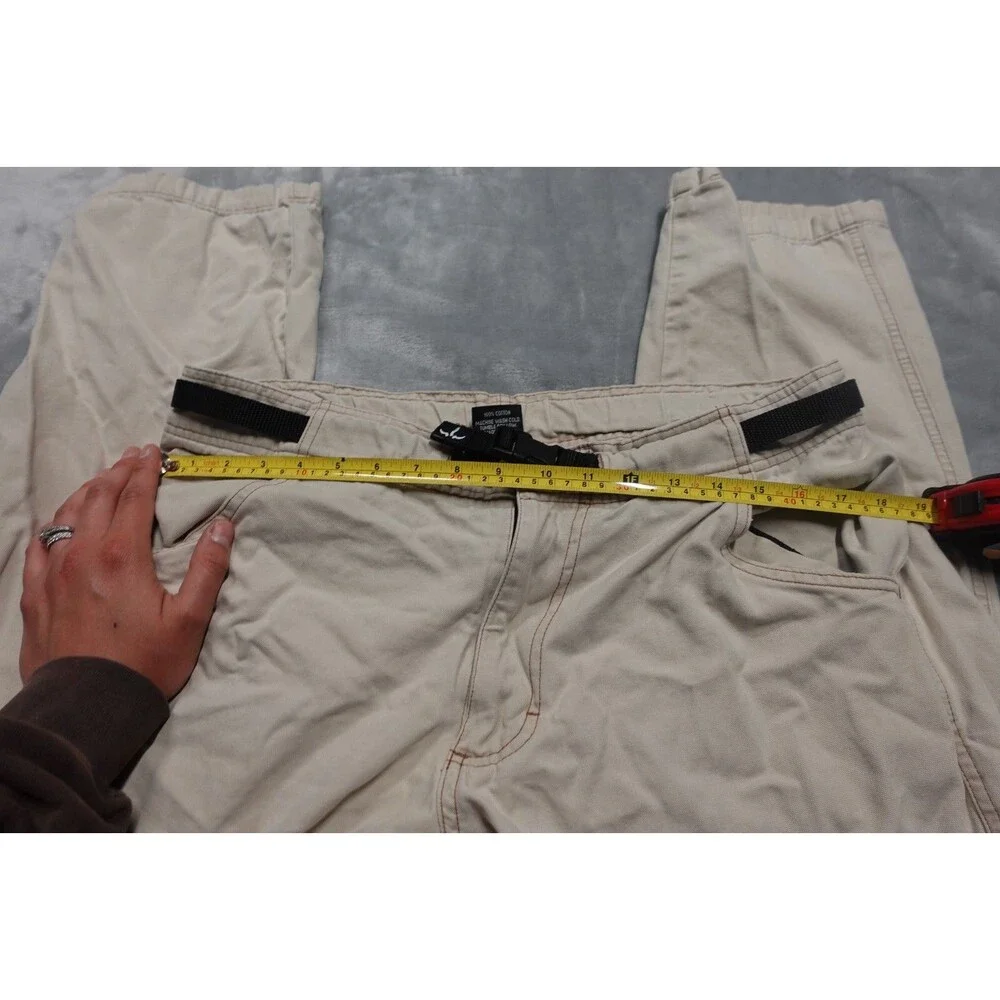 PrAna Relaxed Fit Mens Size‎ L 100% Cotton White Hiking Cargo Pants